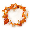 Orange Semiprecious Stone, Glass Bead Loop Flex Bracelet - 18cm L