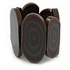 Oval Station Brown/ Black Acrylic Flex Bracelet - 17cm L