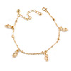 Ankle Chain/ Anklet/ Beach Anklet Foot Jewellery with Owl Charms for Women Girl In Gold Tone Metal - 19cm L/ 6cm Ext
