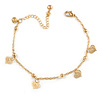 Ankle Chain/ Anklet/ Beach Anklet Foot Jewellery with Heart Charms for Women Girl In Gold Tone Metal - 19cm L/ 6cm Ext