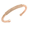 Rose Gold Tone Polished Crystal Bar Cuff Bracelet - 19cm L
