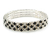 Black/ Clear Flex Bracelet in Silver Tone - 17cm L