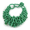 Chunky Glass Beads and Semiprecious Stone Bracelet In Apple Green - 18cm Long