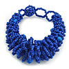 Chunky Glass Beads and Semiprecious Stone Bracelet In Blue - 18cm Long