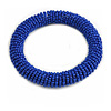 Blue Glass Bead Roll Stretch Bracelet - Adjustable