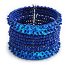 Bohemian Beaded Cuff Bangle with Sequin (Blue) - Adjustable