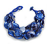Chunky Multistrand Shell-Composite Beaded Bracelet In Blue - 18cm Long