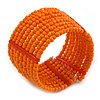 Orange Glass Bead Flex Cuff Bracelet - Medium