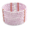 Light Pink Glass Bead Flex Cuff Bracelet - Medium