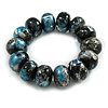 Chunky Wooden Bead Colour Fusion Flex Bracelet (Black/Blue/Silver/White) - M/ L
