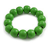Green Painted Round Bead Wood Flex Bracelet - M/L