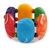 Wide Chunky Multicoloured Resin/ Wood Bead Flex Bracelet - M/ L
