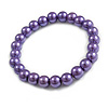 8mm/ Purpe Glass Bead Flex Bracelet - Size M