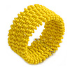 Fancy Banana Yellow Glass Bead Flex Cuff Bracelet - Adjustable