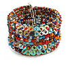 Bohemian Wide Beaded Cuff Bangle with Sequin (Multicoloured) - Adjustable