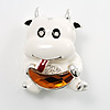 White Enamel Bull Brooch