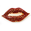 Sexy Red Crystal Lips Brooch