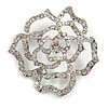 Stunning Clear Crystal Rose Brooch