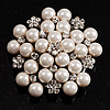Snow White Simulated Glass Pearl Corsage Brooch