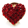 Tiny Crystal Heart Pin (Red)