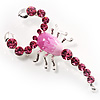 Large Pink Crystal Scorpion Brooch