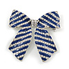 Large Enamel Crystal Bow Brooch (Blue)