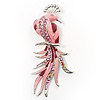 Gigantic Pink Enamel Peacock Fashion Brooch