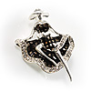 Silver Tone 'Dancing Lady' Crystal Brooch