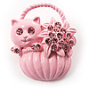 Kitten In The Basket Crystal Brooch (Pink)