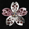 Enamel Crystal Flower Brooch (Pink&Silver)