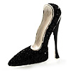 Jet Black Crystal Stiletto Shoe Brooch (Silver Tone)