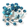 Fancy Butterfly And Flower Brooch (Sky Blue)