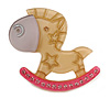 Rocking Horse Plastic Crystal Brooch (Sandy,Beige& Pink)