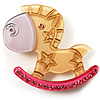 Rocking Horse Plastic Crystal Brooch (Sandy,Beige& Pink)