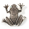 Marcasite Frog Brooch (Antique Silver Tone)