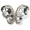 Statement Oversized Clear Crystal Butterfly Brooch (Silver Tone)