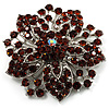 Victorian Corsage Flower Brooch (Silver & Amber Coloured)