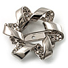 Twirl Crystal Scarf Pin/ Brooch (Silver Tone)