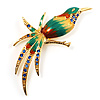 Exotic Multicoloured Enamel Bird Brooch