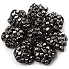 Iridescent Black Crystal Corsage Flower Brooch (Black Tone)