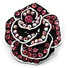 Romantic Vintage Dimensional Crystal Rose Brooch (Black&Pink)