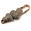 Vintage Swarovski Crystal Heart Pin Brooch (Antique Gold)