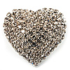 Clear Diamante Heart Brooch (Silver Tone)