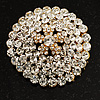 Clear Crystal Corsage Brooch (Gold Tone)