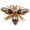Oversized Gold Diamante Bee Brooch