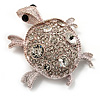 Cute Diamante Turtle Brooch (Rhodium Plated)