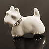 Snow White Crystal Enamel Scotty Dog Brooch (Silver Tone)