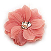 Large Dusty Pink Jewelled Fabric Flower Brooch -19cm Diameter