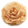 Oversized Camel Colour Silk Fabric Rose Brooch - 16cm Diameter