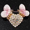 Gold Plated Diamante 'Heart' Brooch